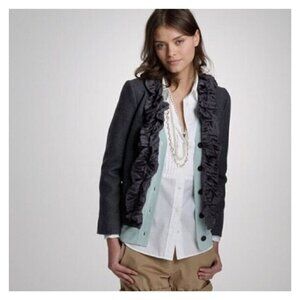 J.Crew Women's Chimera Gray & Black Wool Silk Lapel Blazer Jacket Size 2